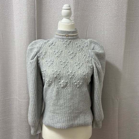 a new day Sweaters - a new day Women’s Gray puff sleeve Sweater Pullover Size XS Cozy Knit, Preppy